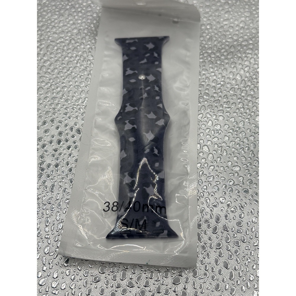 Sport Silicone Band‎ Bracelet For Apple Watch iWatch 38mm Or 40mm Blue Camo
